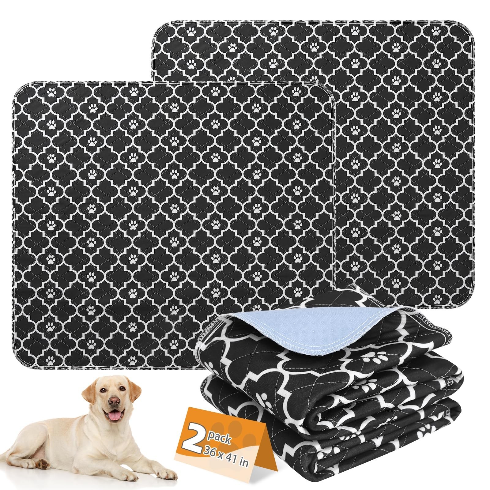 KOOLTAIL Washable Pee Pads for Dogs, 2 Packs Super Absorbent Leakproof & Non-...