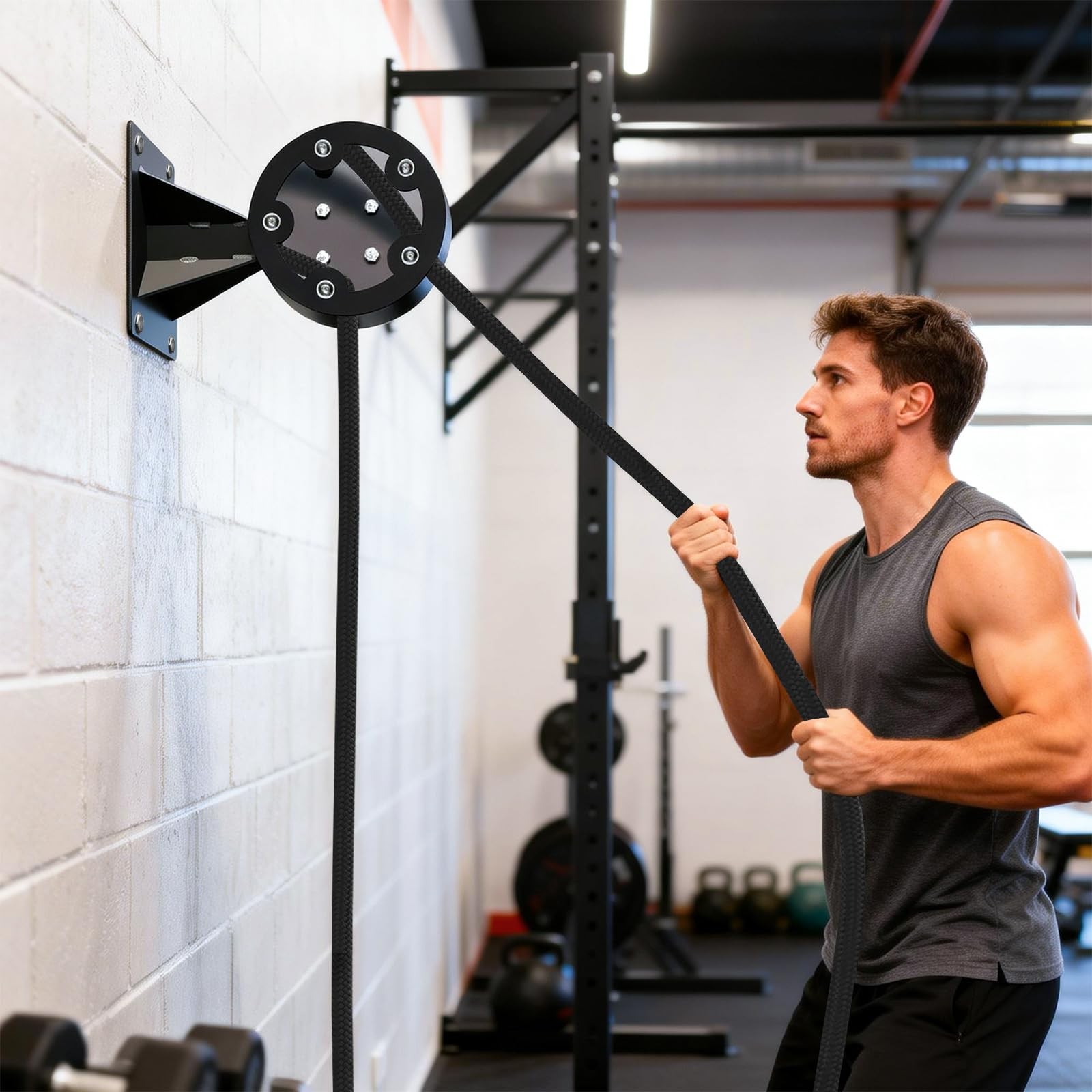 Endless Rope Trainer, Adjustable Resistance Pulley System, 30kg Max Resistanc.