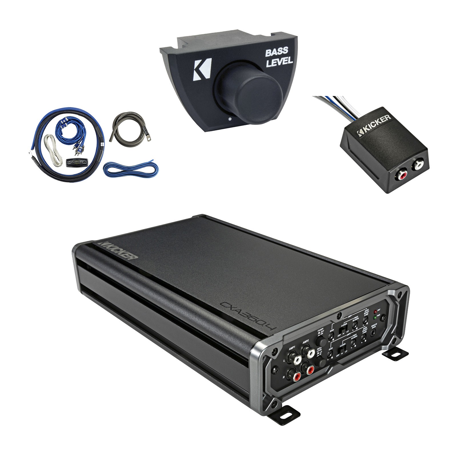 Kicker CXA360.4 4-Channel 4x90-Watt Amplifier w/Kit, Remote, Stereo Converter
