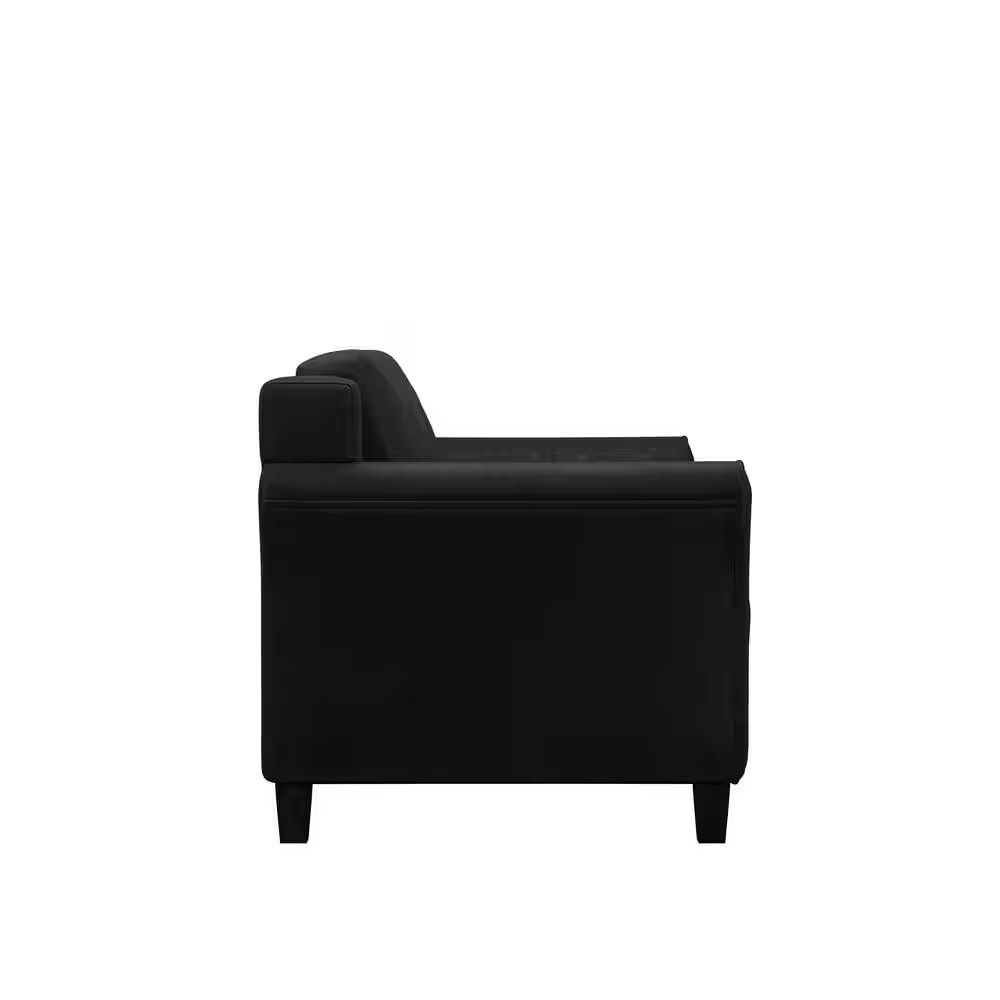 Harvard 56 In. Black Microfiber 2-Seat Loveseat with Flared Arms