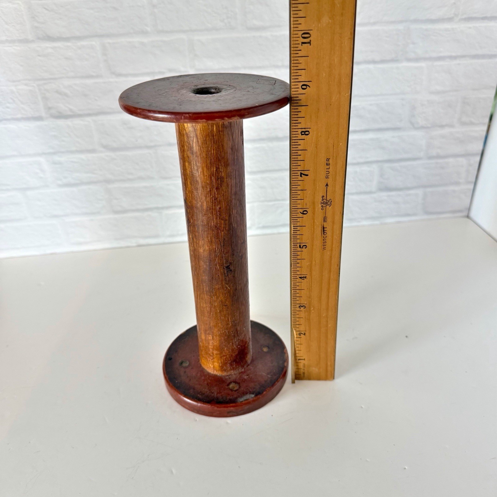 Vintage Wooden Industrial Spool 9 Inches Primitive Wood Large Textile Mill