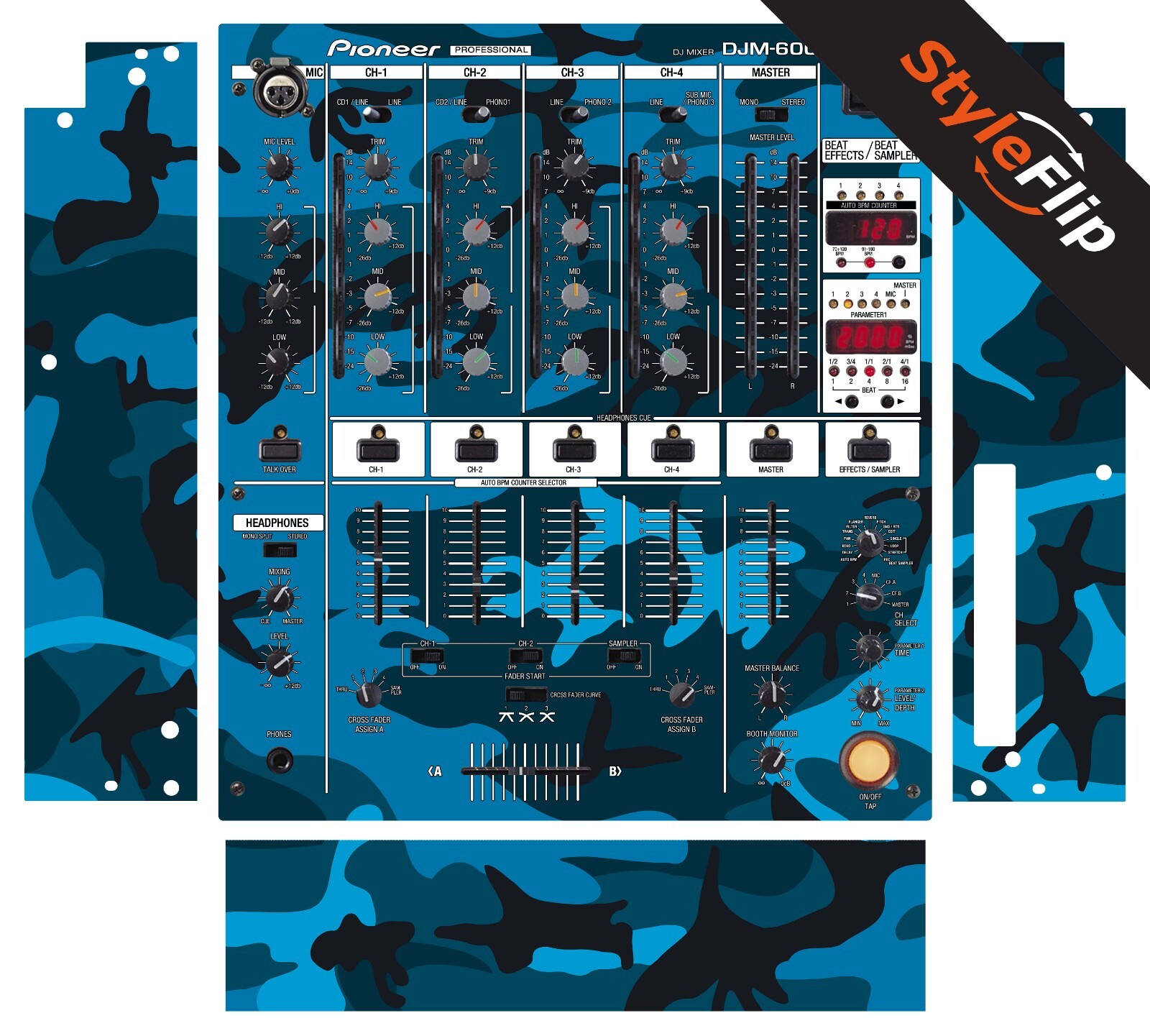 Pioneer DJM-600 Skin | Camo Blue | Protective Decal | StyleFlip Skins