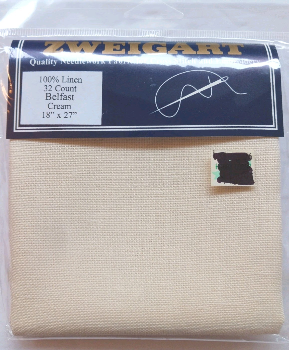 Zweigart Cross Stitch Fabric 32 Count Linen Belfast Cream 18x27 Germany Needlewo