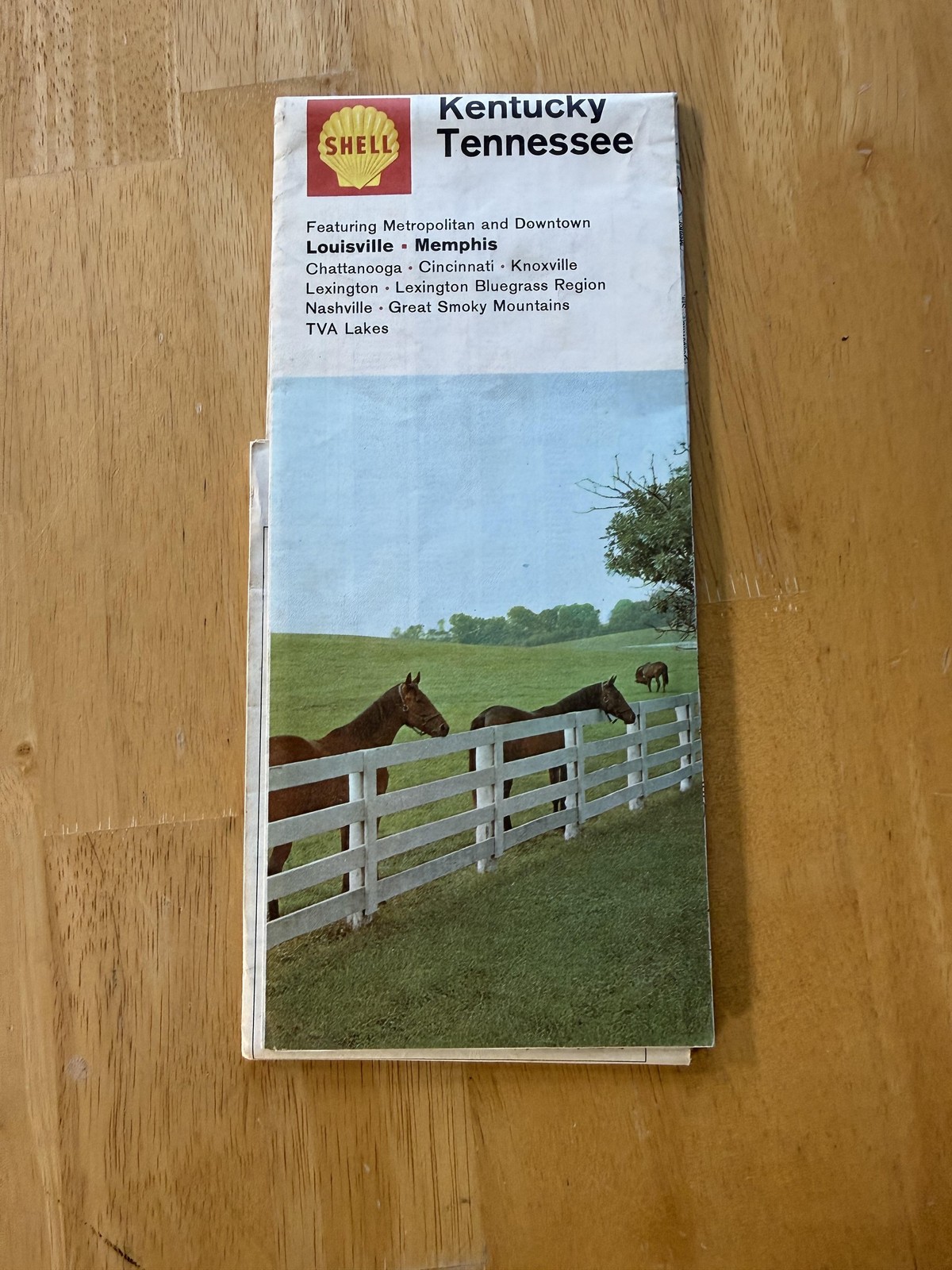 Vintage Shell Kentucky Tennessee Road Map Travel Guide Folded Brochure USA