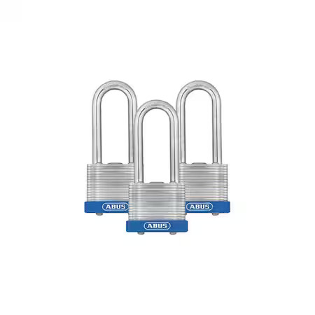 Abus 19340 Keyed Padlock, Open, Rectangular Steel Body, Hardened Steel Shackle,
