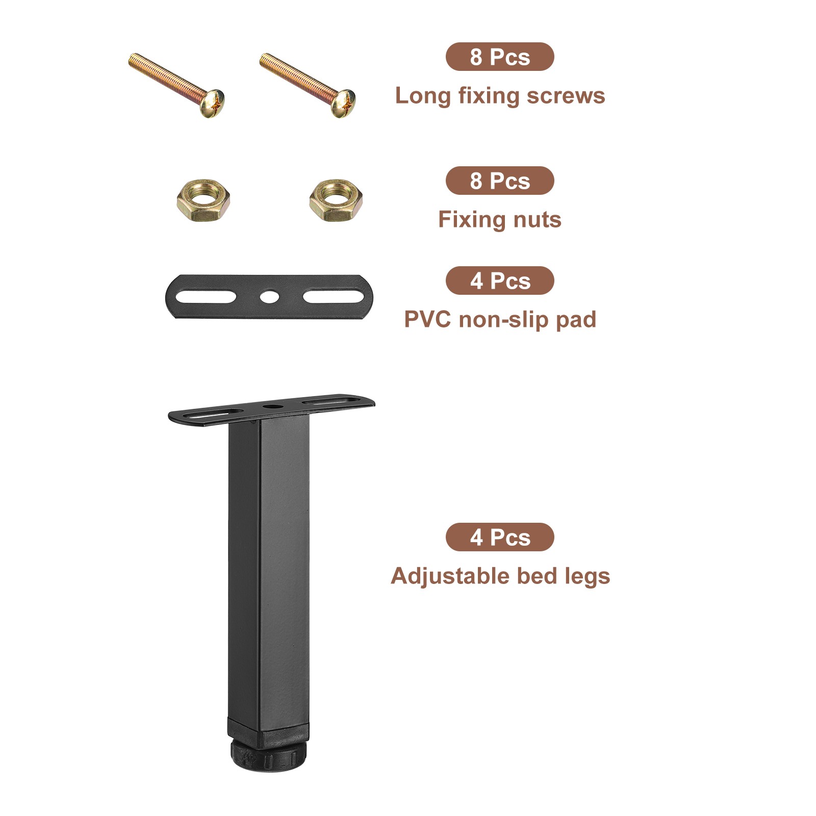 4 Set Adjustable Height Bed Frame Center Support Leg Bed Frame 7.1 to 7.87inch