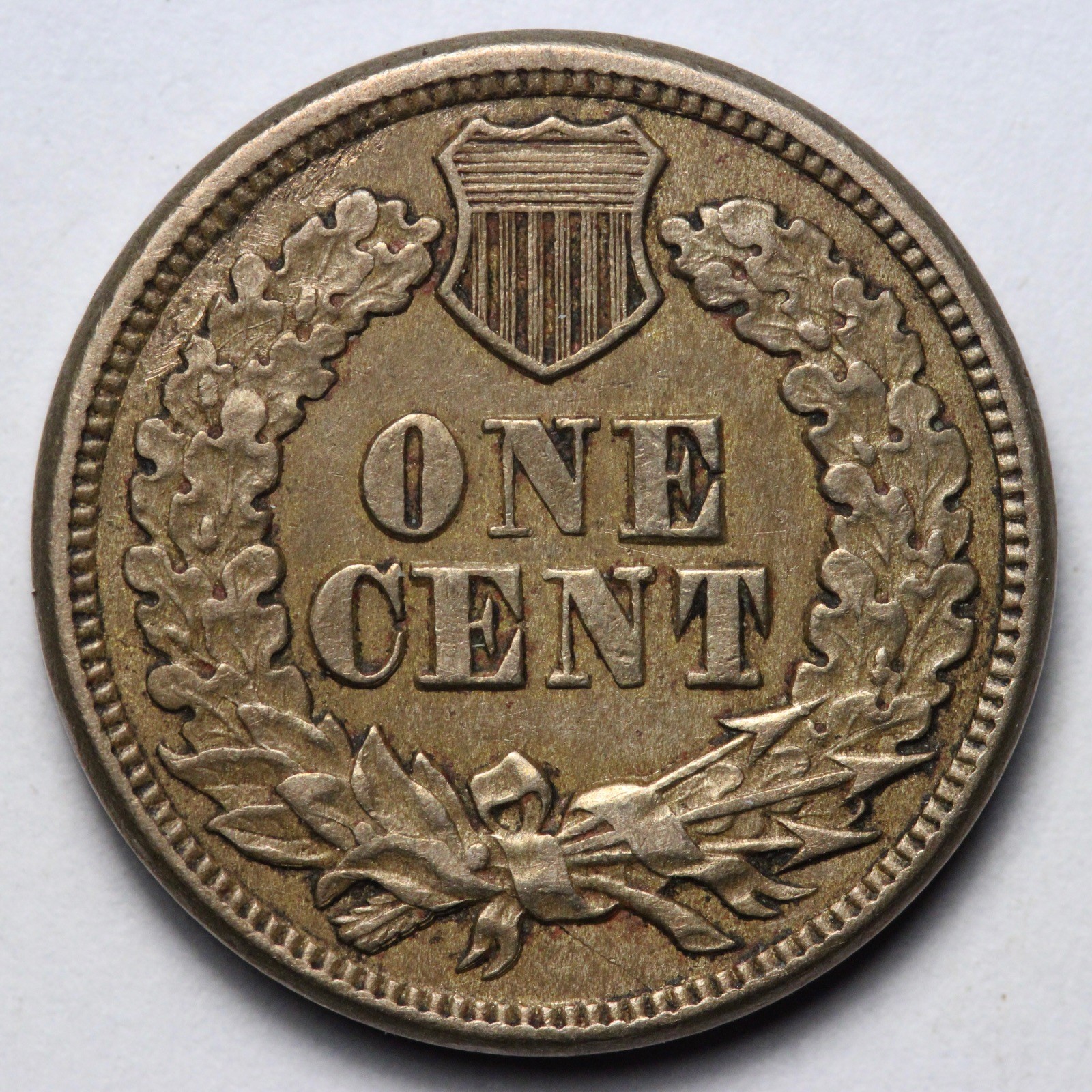 1863 Indian Head Cent Penny AU++ E138 WRDEF
