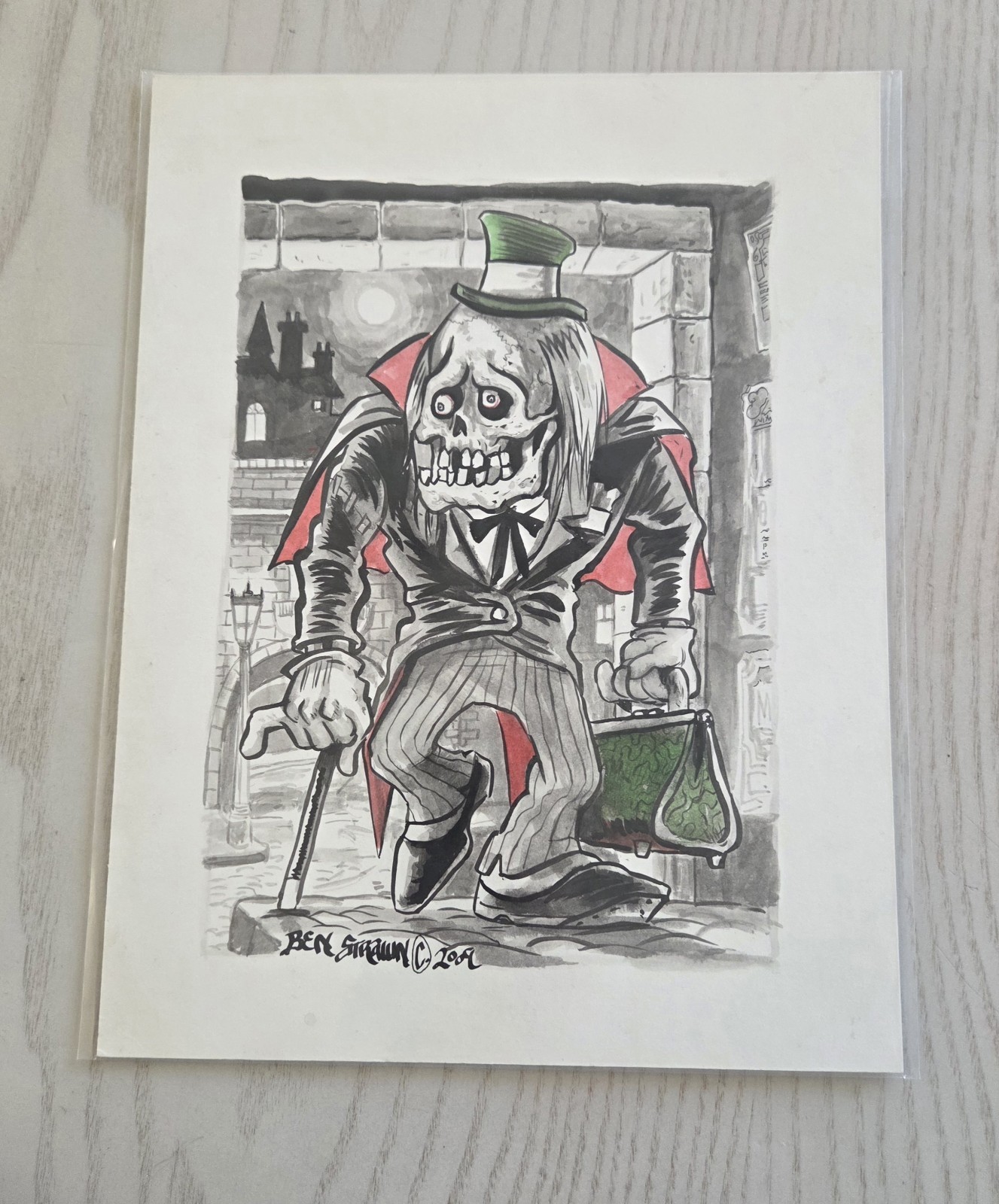 Ben Von Strawn Handrawn 8.5" x 11"  Skeleton Drawing