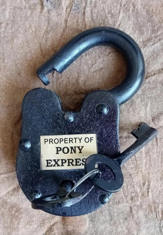 Pony Express Padlock 4'' Cast Iron Black Finish = with 2 Key Functional Lock