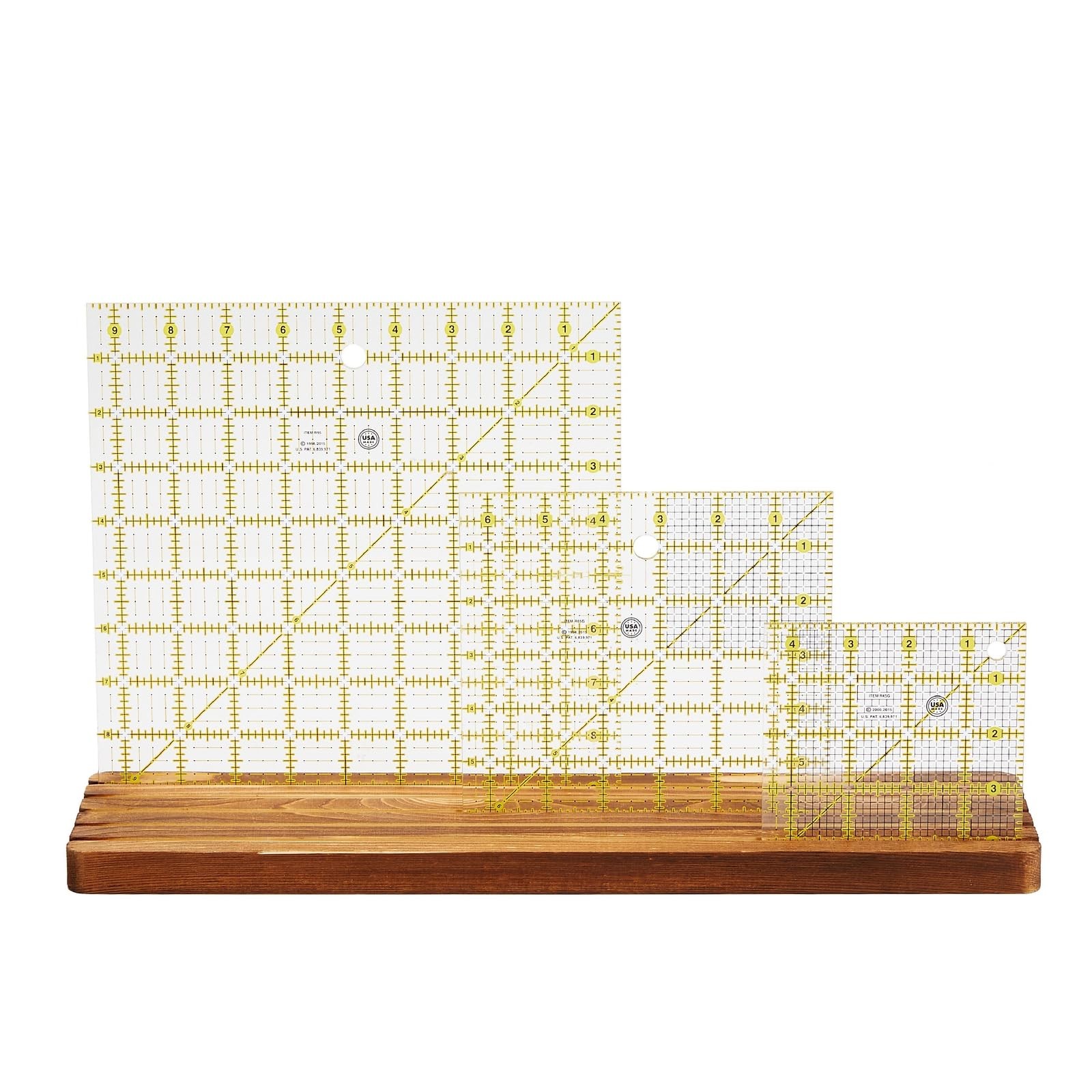 5-Slot Wooden Quilting Ruler Stand and Template Organizer, Sewing Clear