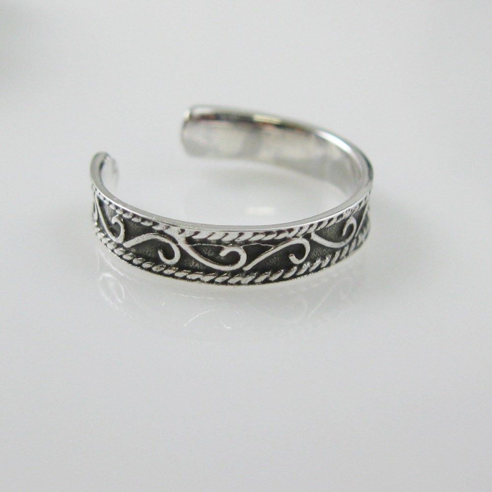 925 Sterling Silver Toe Ring- Fine Artisan Ring - Adjustable Artsy Toe Ring