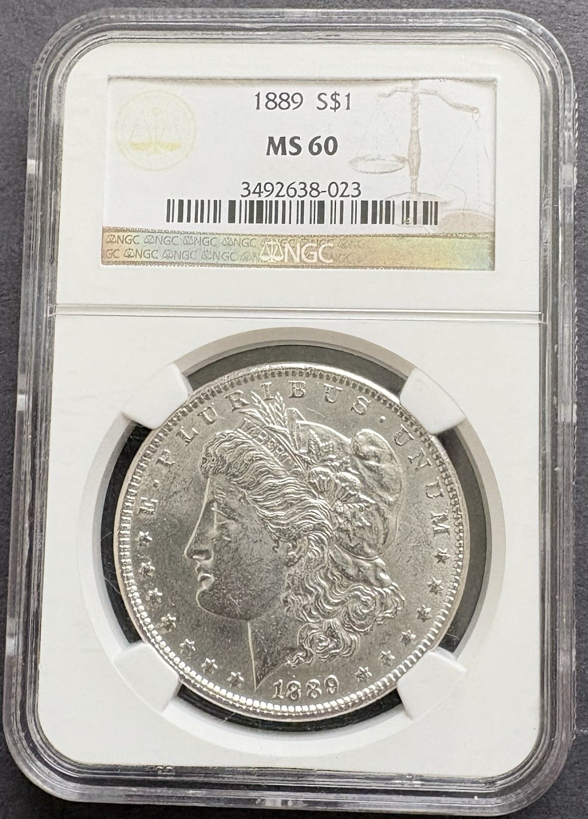 1889-P  $1  MORGAN SILVER DOLLAR  "PHILADELPHIA"  NGC MS60!