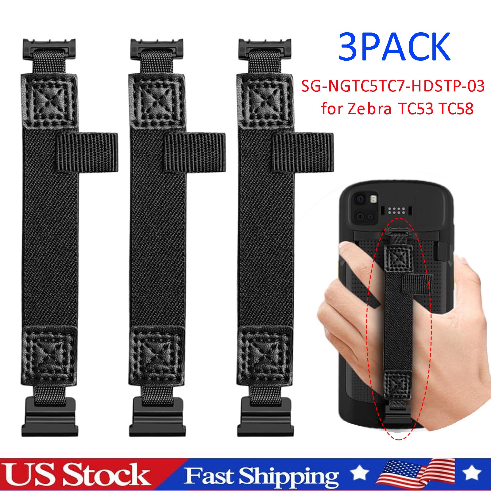 3PACK HandStrap SG-NGTC5TC7-HDSTP-03 Replacement for Zebra TC53 TC58 TC73 TC78