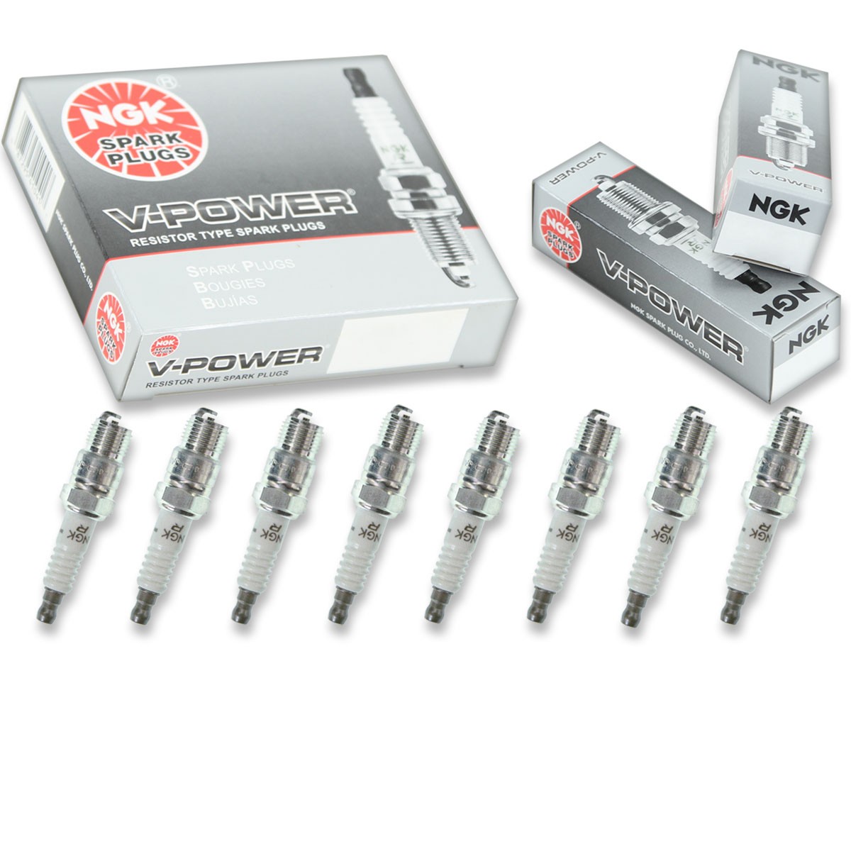 8 pcs NGK V-Power Spark Plugs for 1971-1974 Chevrolet K20 Pickup 5.7L 7.4L kx
