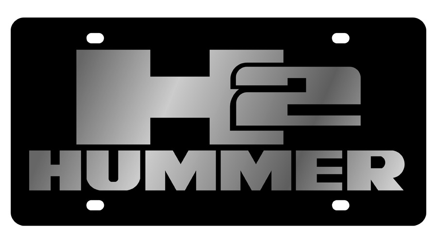 Black Hummer H2 Logo / Word Lazer Tag Etched Logo Premium Acrylic License Plate