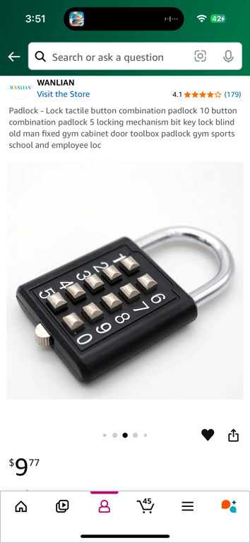 MroMax 1Pcs 10-Digit Combination Padlock Push Button Lock for Locker Gym, Case,