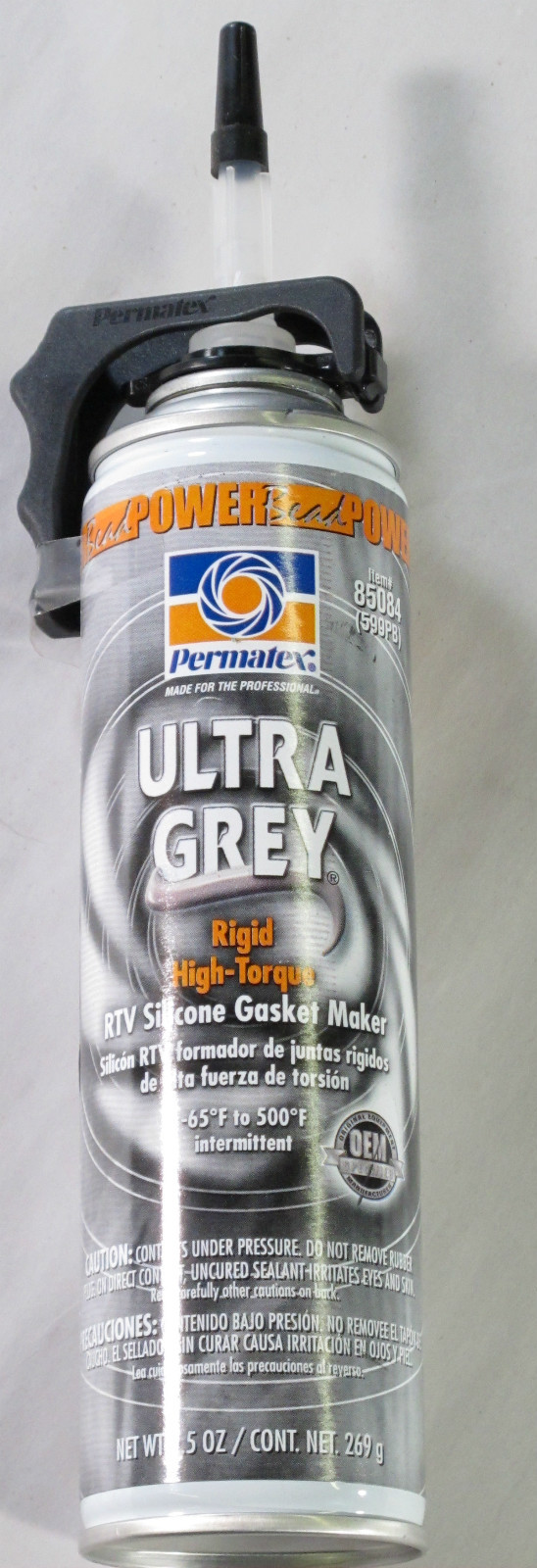 Permatex 85084 Ultra Grey Rigid High-Torque RTV Silicone 9.5oz Power Bead