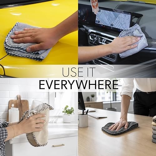 AllSwipe Multi-Purpose Microfiber Towels for Cars, Microfiber Cleaning 12 Pack