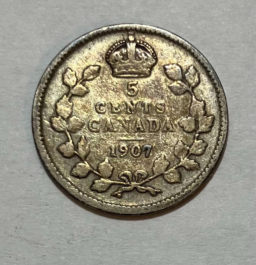 1907 Canada Silver 5 Cents
