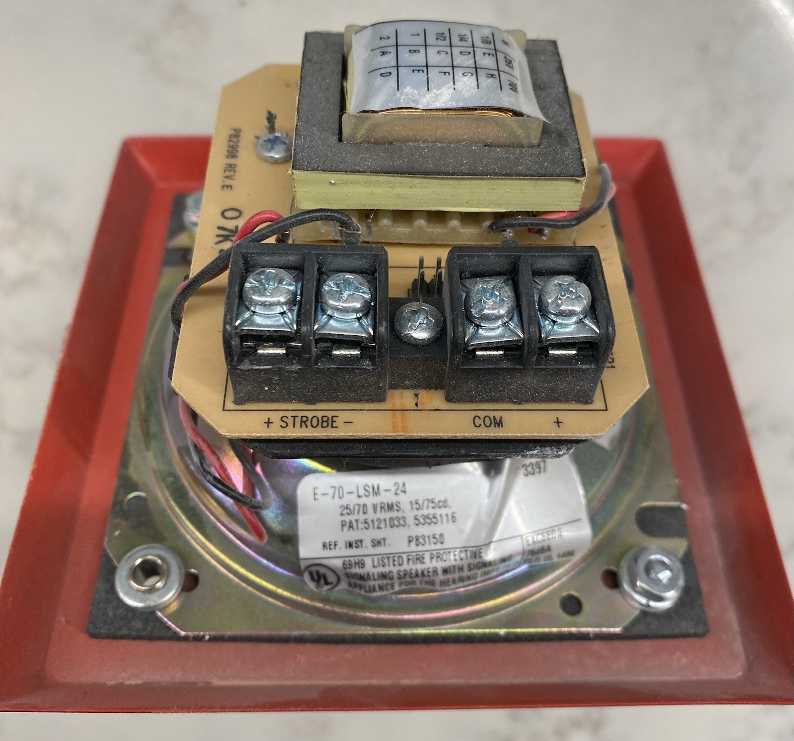 WHEELOCK WALL FIRE ALARM SPEAKER STROBE, E-70-LSM-24, 25/70 VRMS