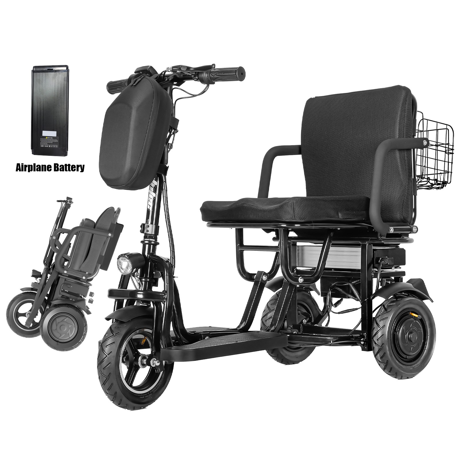700W Foldable Mobility Scooter 20 miles 48V/10A + Another Airline Battery