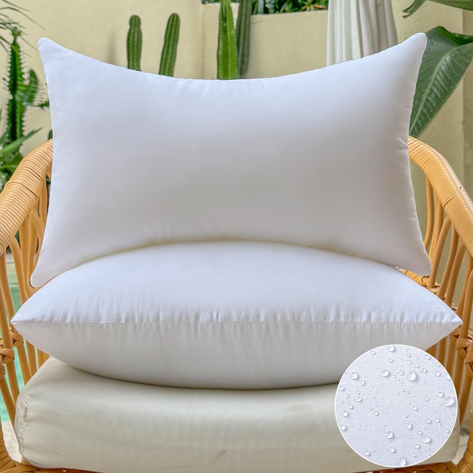12 x 20 Outdoor Pillow Insert Set of 2 Lumbar Throw Pillow Inserts Waterproof...