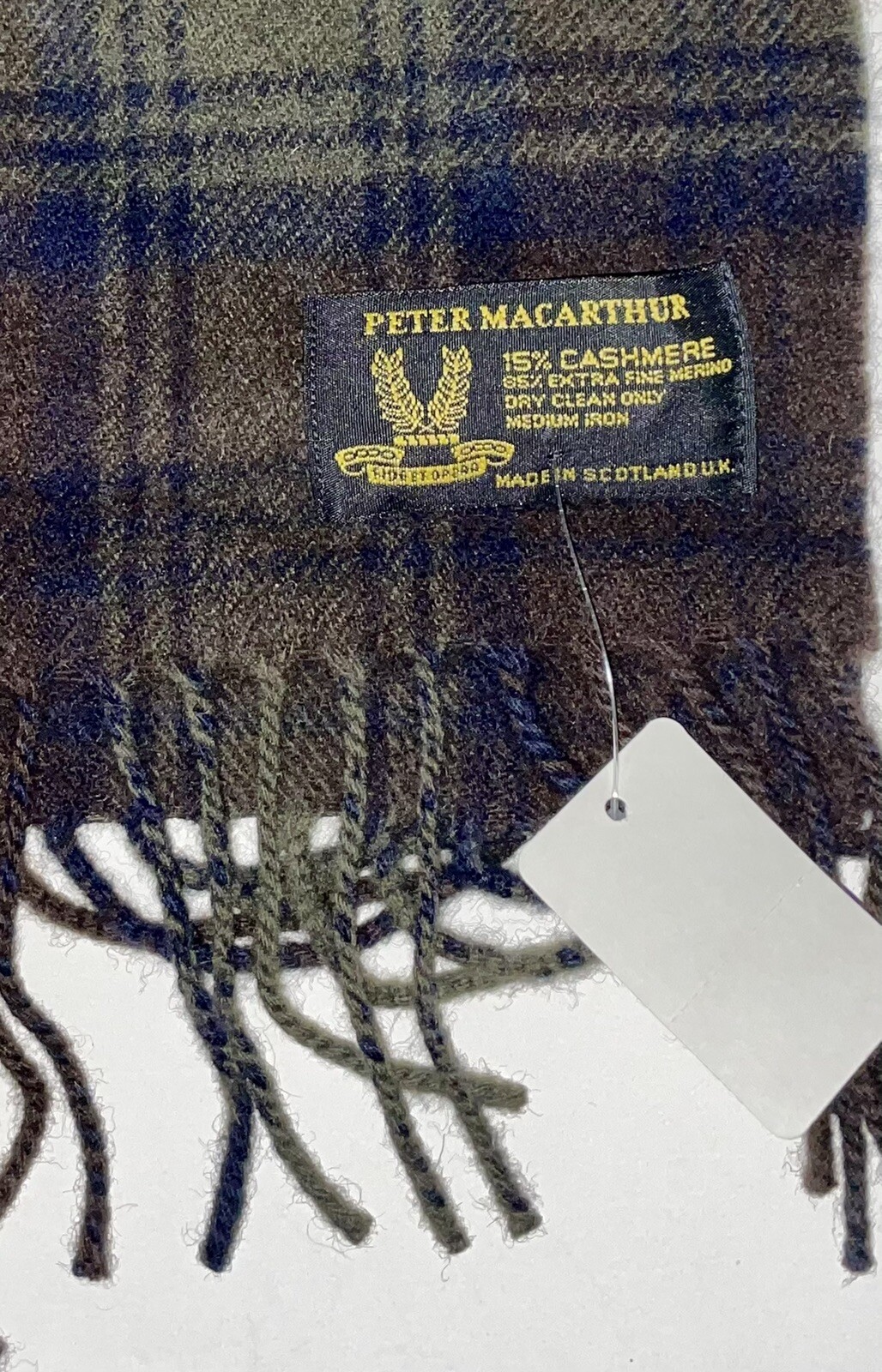Peter MacArthur Plaid Wool/Cashmere Scarf- Scotland-NEW