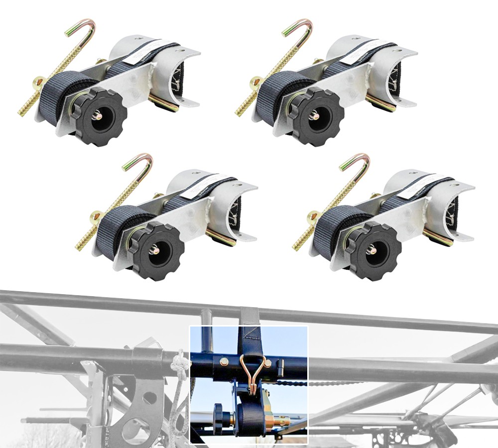2 pack Ladder Rack Ratchet Tie-Down Straps (Pair) Round Tube Mount, 304 Stain...