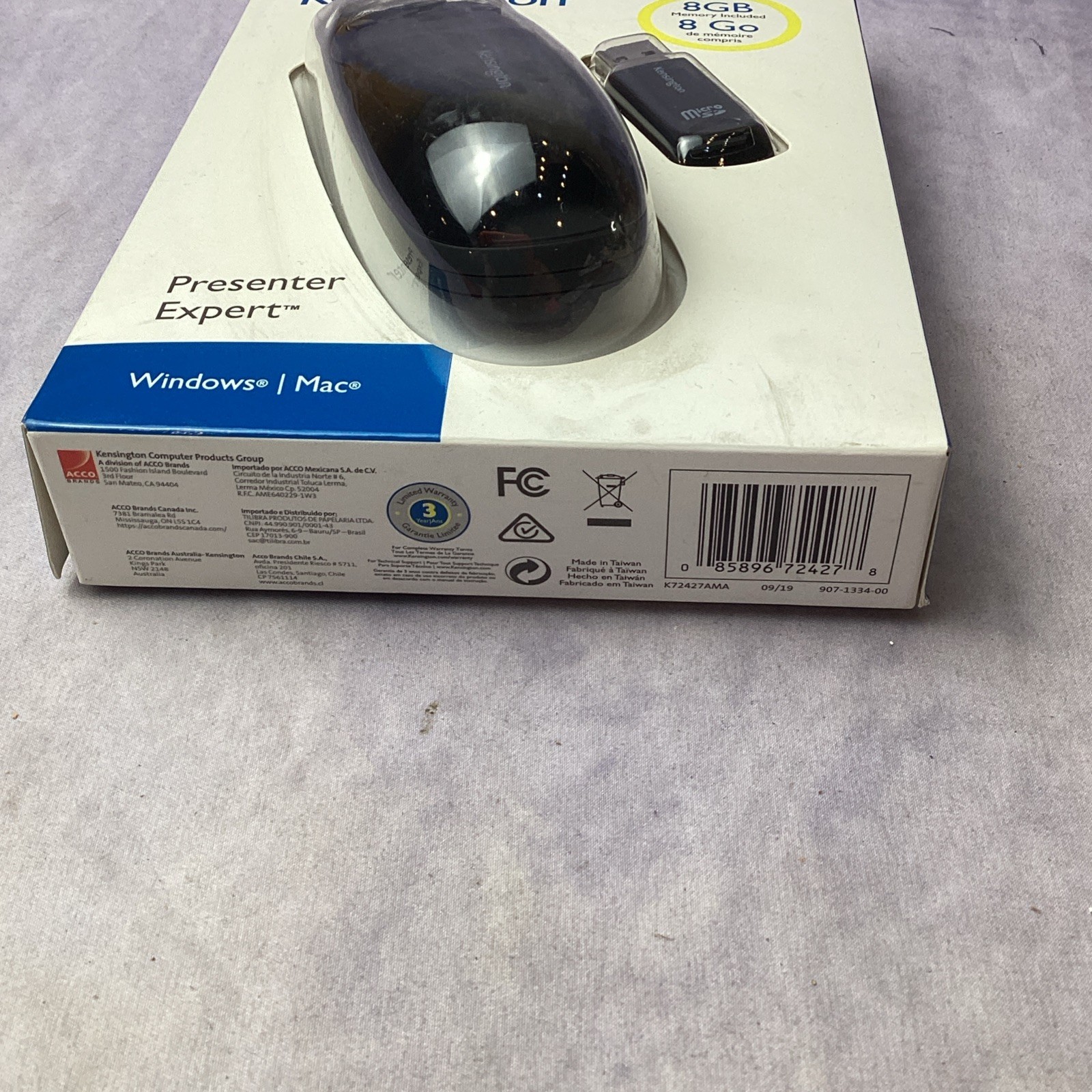 NIB Kensington Expert Wireless Presenter w Green Laser Pointer & Cursor Control