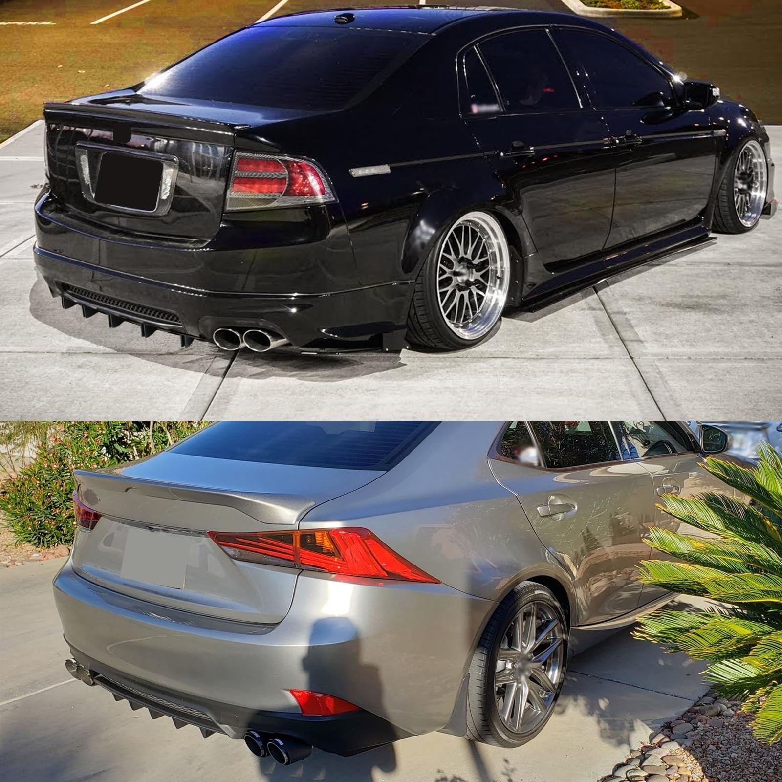 Universal Rear Diffuser Shark Fin 31inch ABS Car Rear Bumper Diffusers 5 Fins...