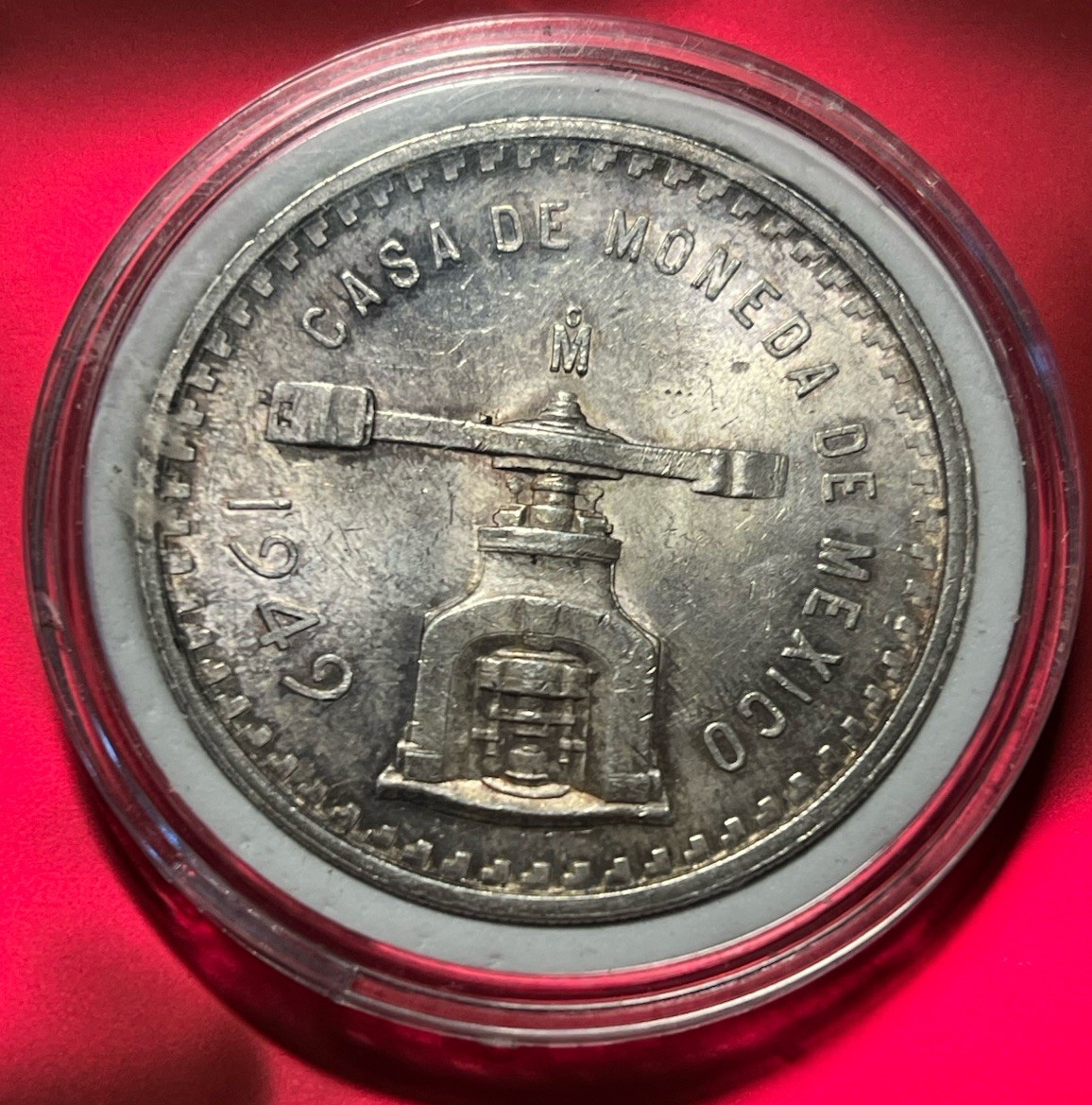 1949 Mexico Casa De Moneda 1 Ounce Onza Silver Coin