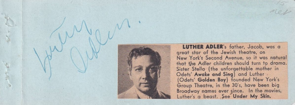 Luther Adler signed 6x2 card Vintage