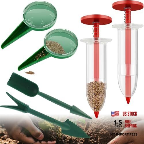 6 PCS Mini Seed Spreader, Sowing Seed Dispenser with 5 Speeds, Sowing Red