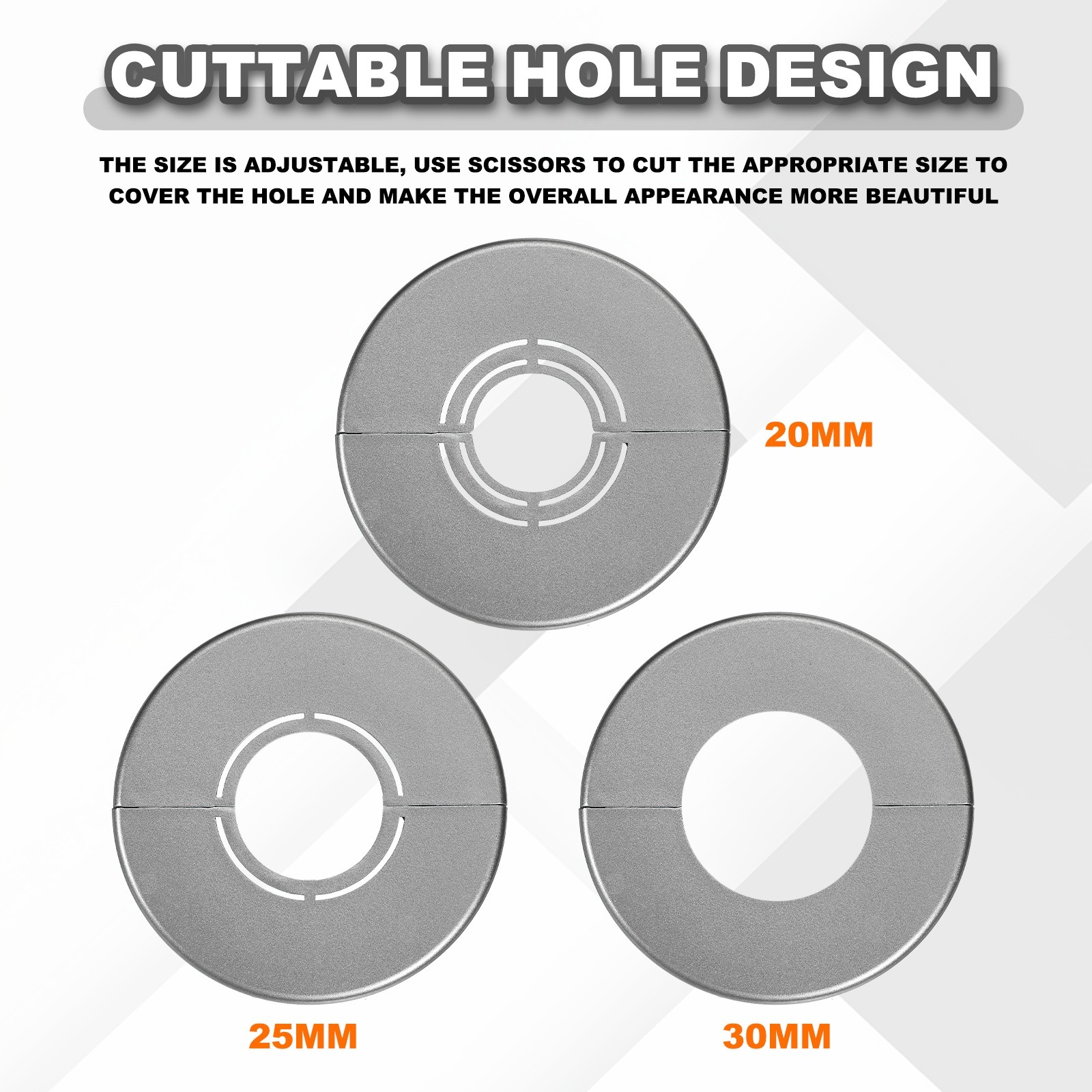 4pcs Wall Split Flange 0.79" Plastic Round Split Flange Pipe Cover, Gray