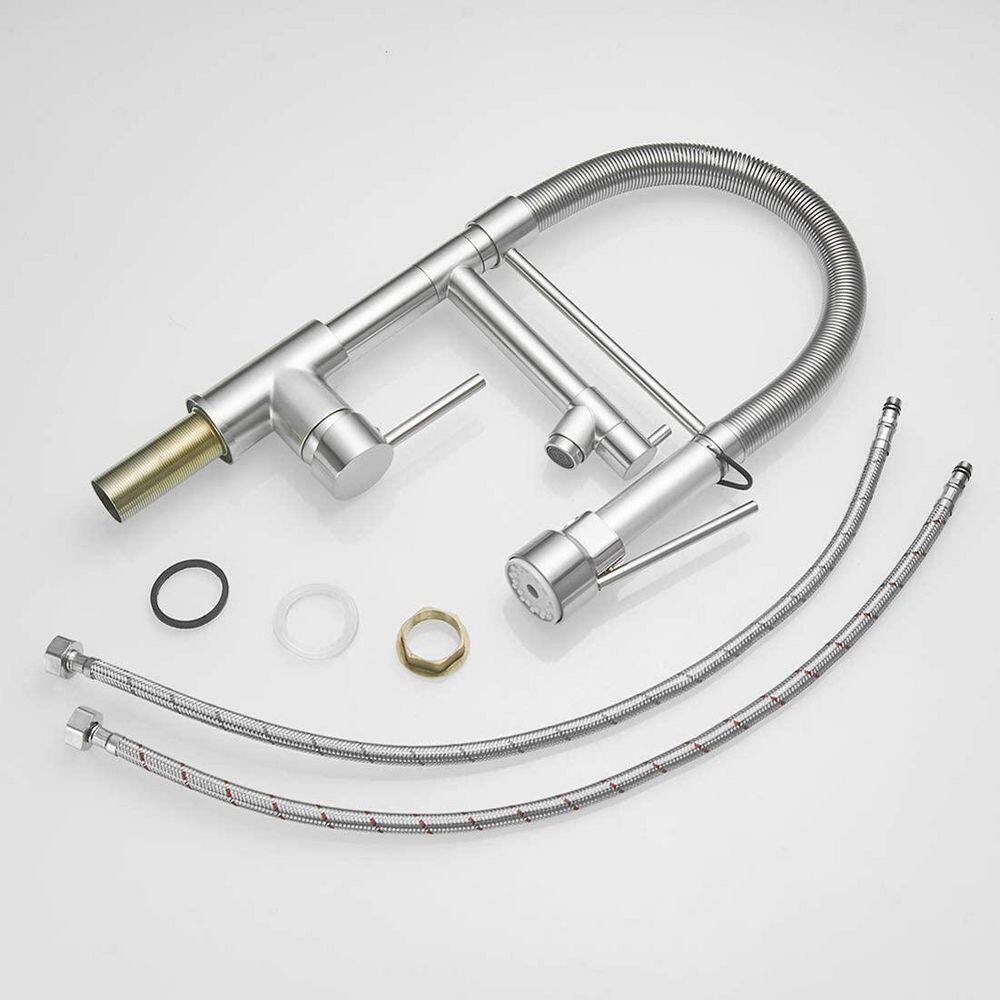 Brushed Nickel Touch 16.53 In. H Pull down Sprayer Kitchen Faucet with 360 ° Spo