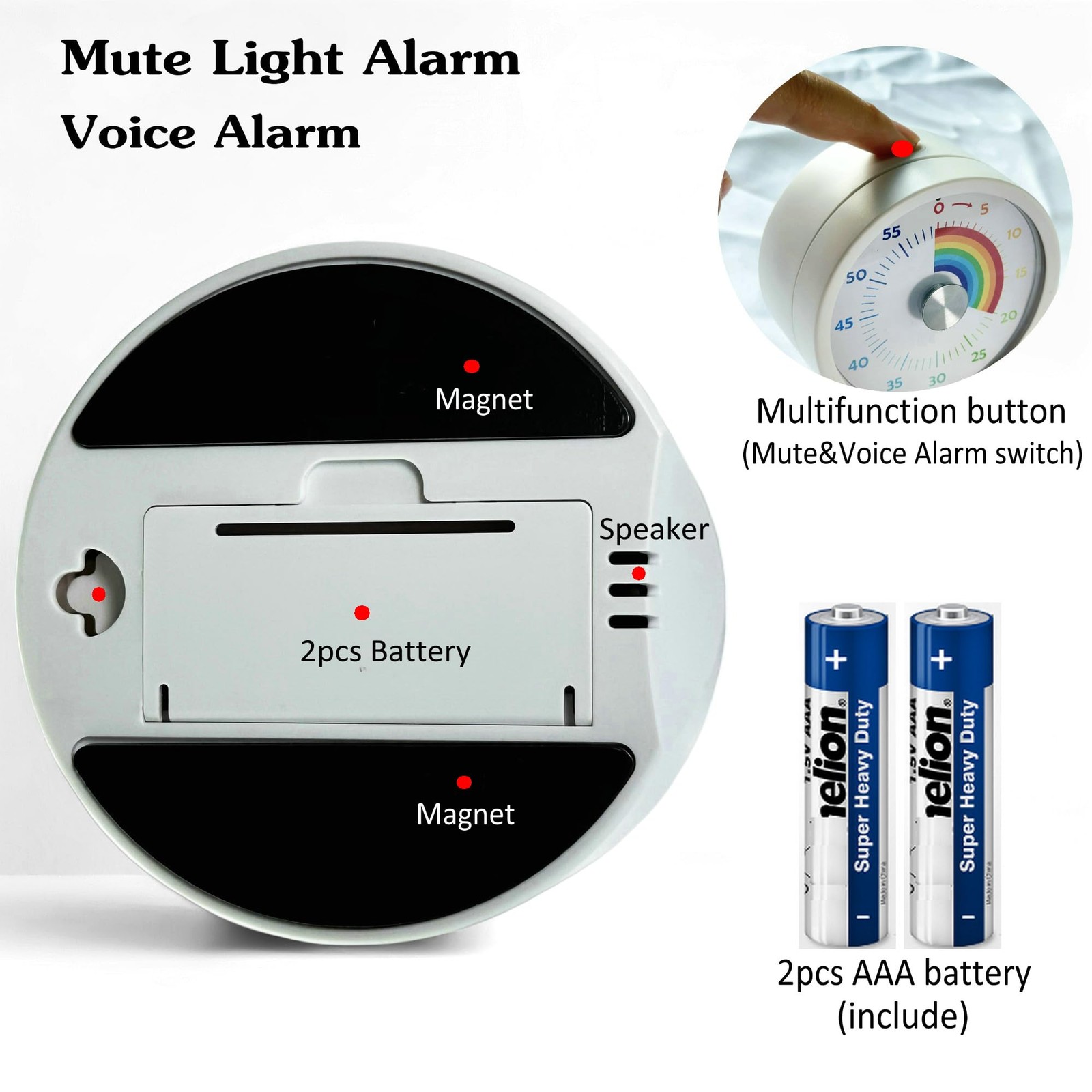 Visual Timer, Kitchen Timer Rainbow Disk 60 Minute Countdown Timer for Kids a...