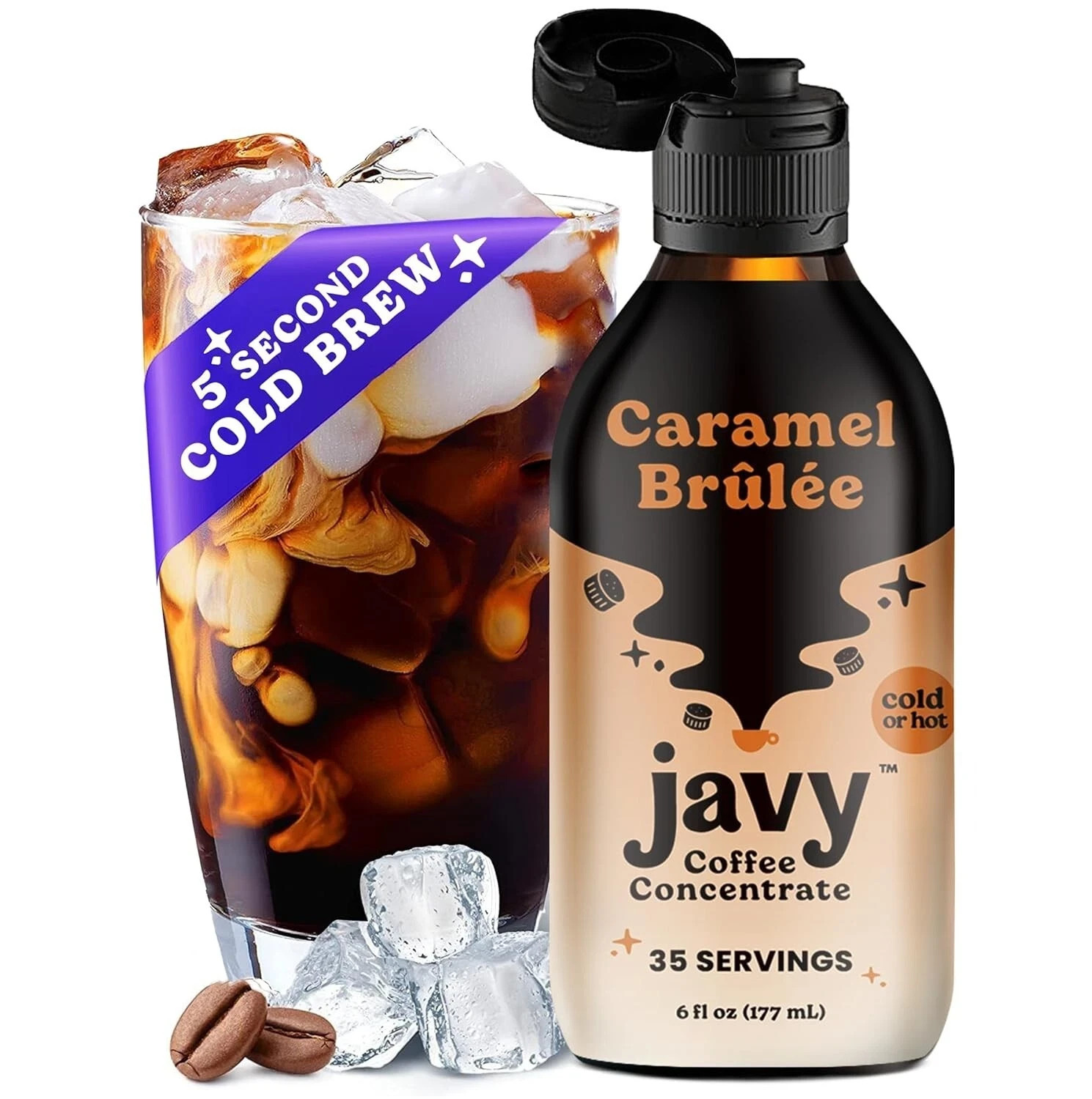 JAVVY Cold Brew Concentrate - 35X - 6 oz - Iced Coffee - Caramel Brulee