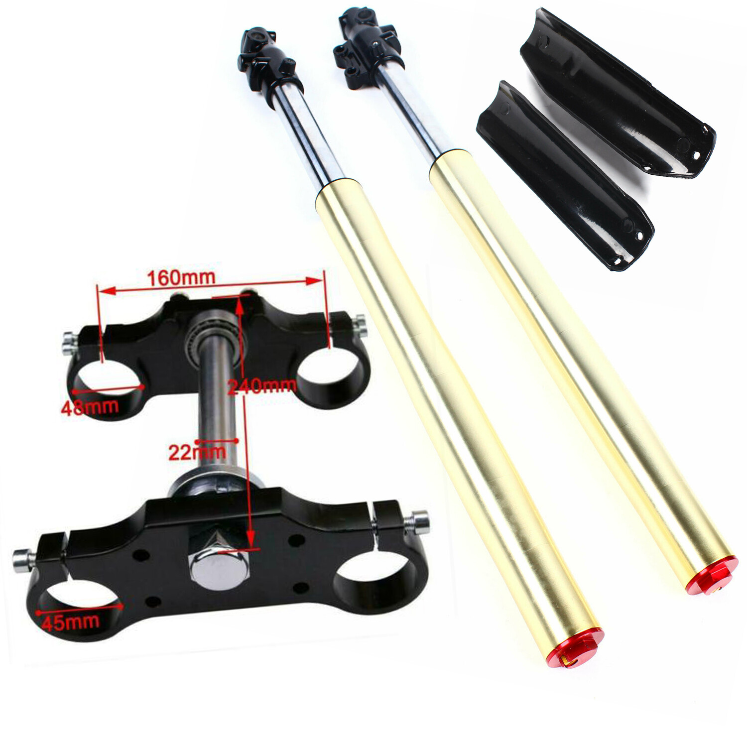 29" 45/48mm Triple Tree Clamp Front Forks Shock For Dirt Pit Bike KLX110 SSR125