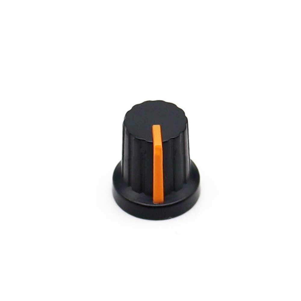 60 Pcs 6mm Shaft Hole Dia Plastic Threaded Knurled Potentiometer Knobs Cap 15*15