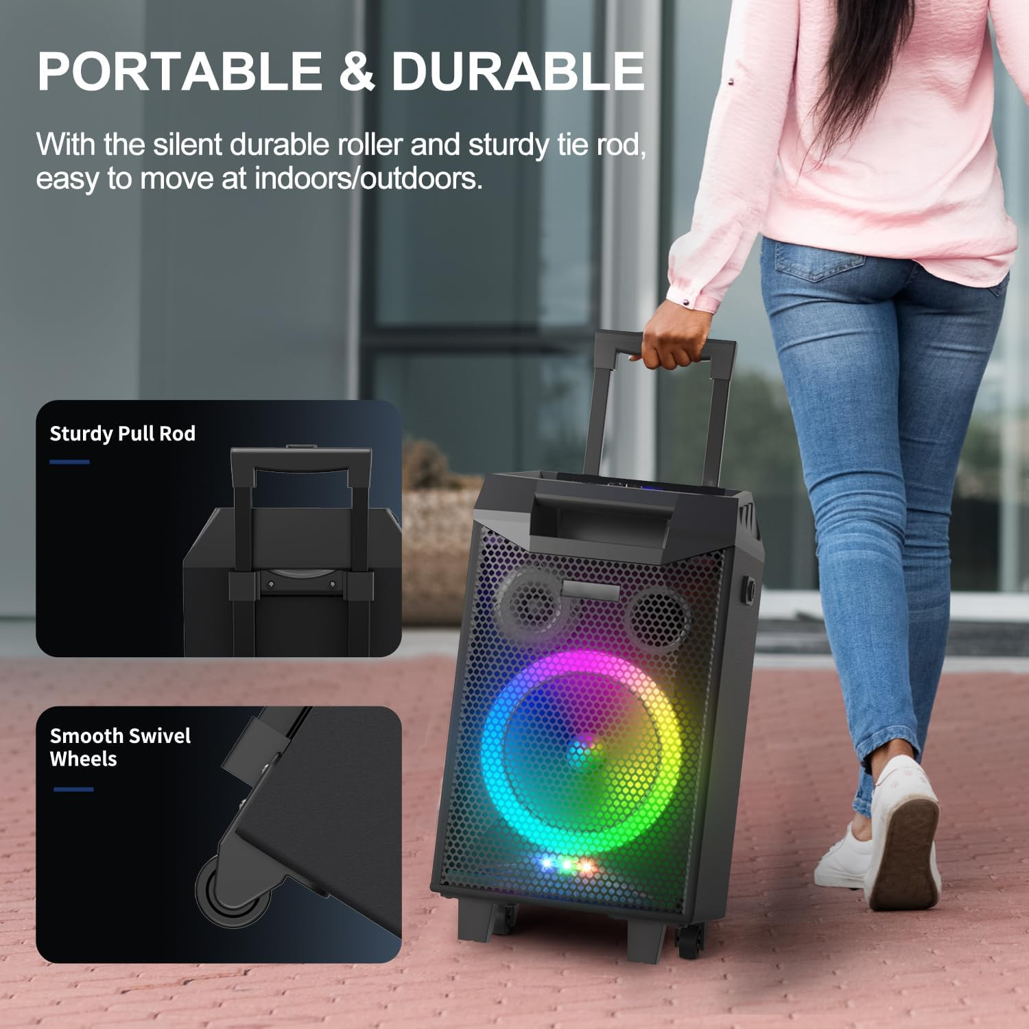 Karaoke Machine, Bluetooth Speaker PA System for Adults & Kids with 2 Wireless M