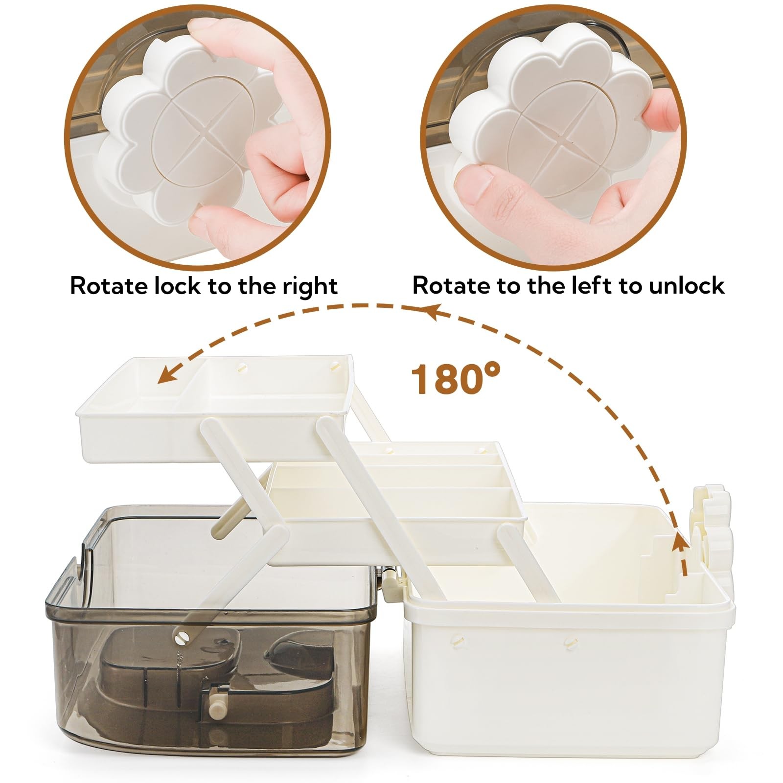 Three-Layer Plastic Dividing Storage Box, Folding Tool Box Organizer with 2 T...