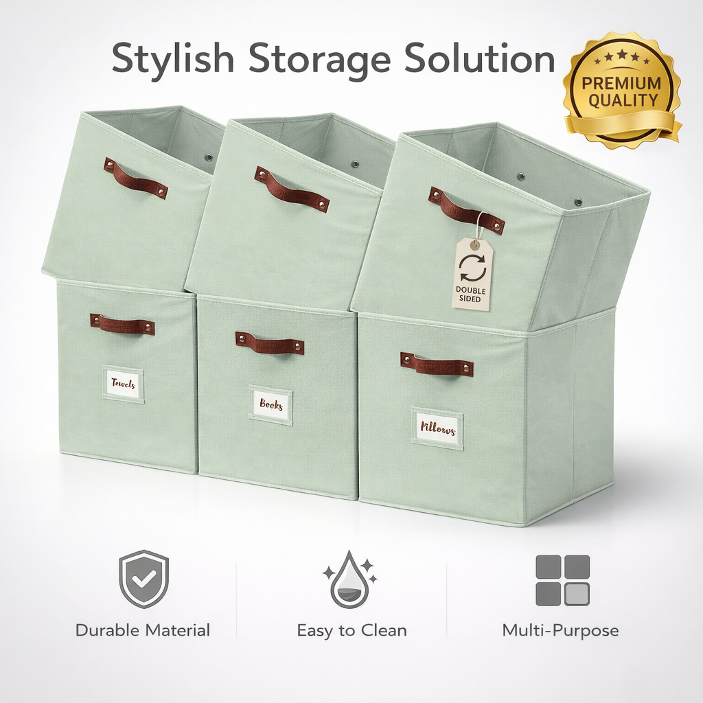 Storage Bins Cube Storage Bin with Labels Fabric 6 pack Cube Organizer 10.5x11