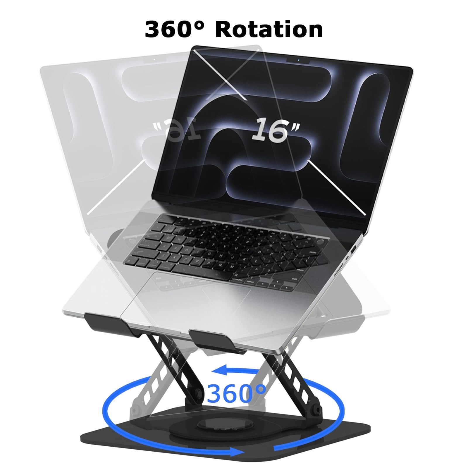 TAPMEI Adjustable Laptop Stand, 360 Rotating Computer Riser, Stable Base Stan...