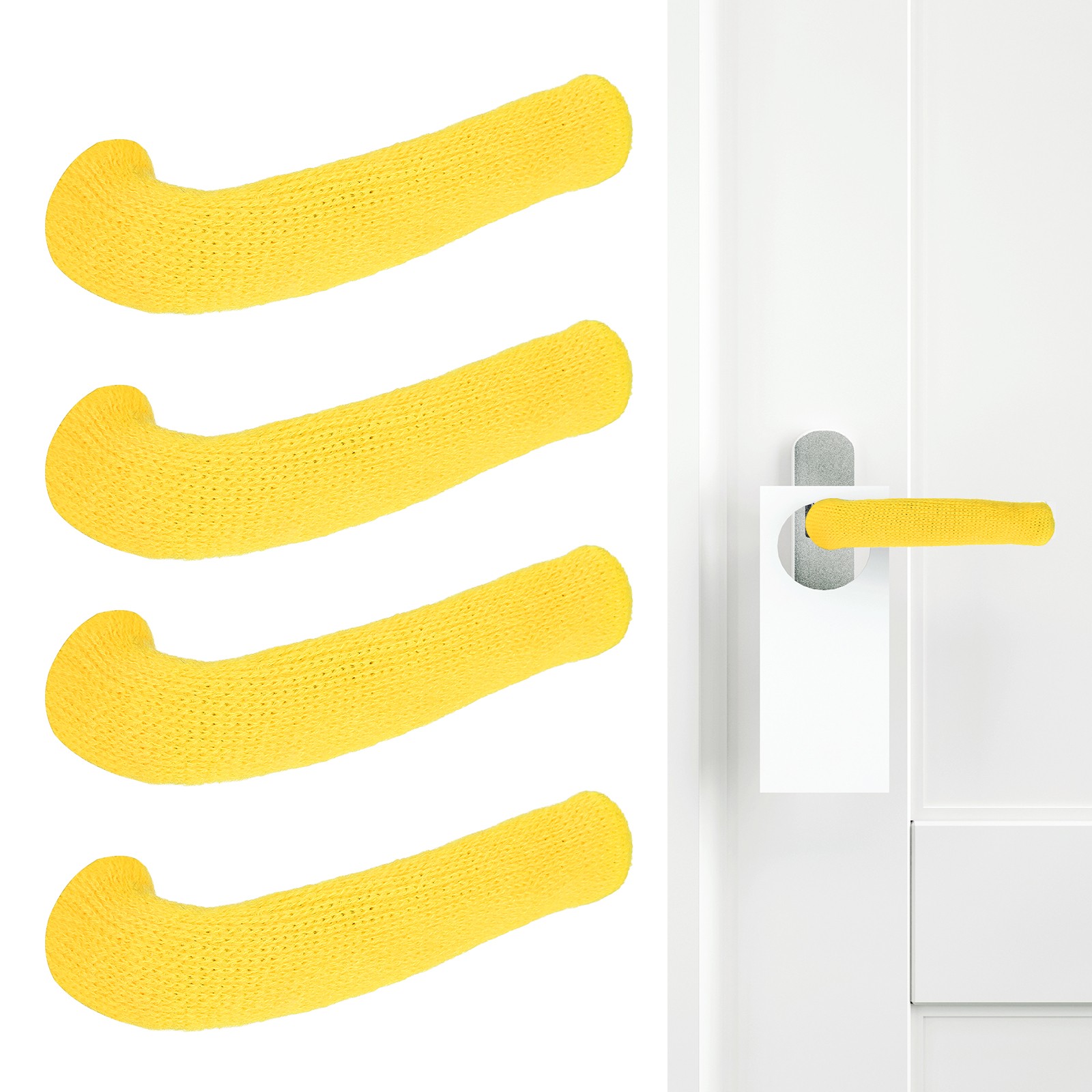 4 Pcs Door Knob Cover, Extended Door Knob Protector, Bright Yellow