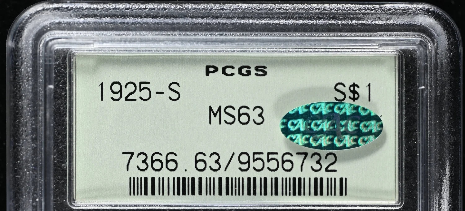 1925 S Peace Silver Dollar PCGS MS-63 CAC