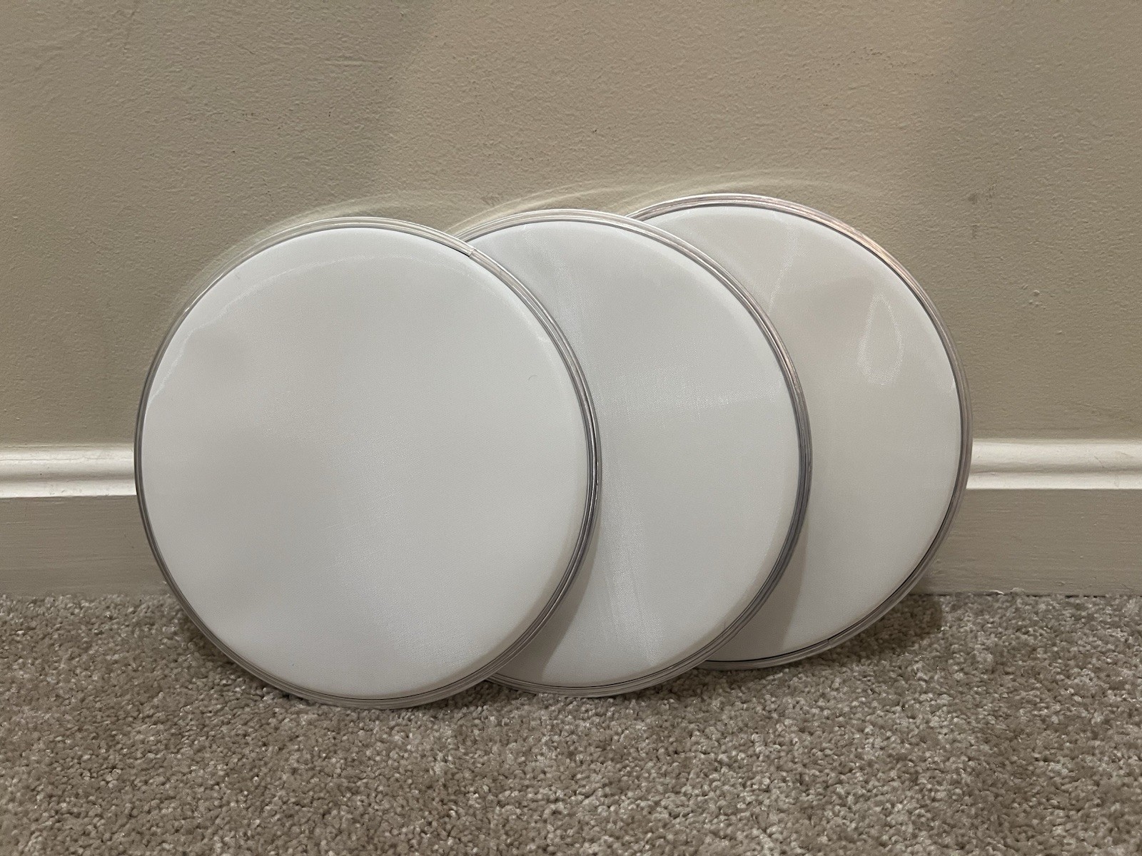 Set of 3 8” blank mesh drum heads 3 ply