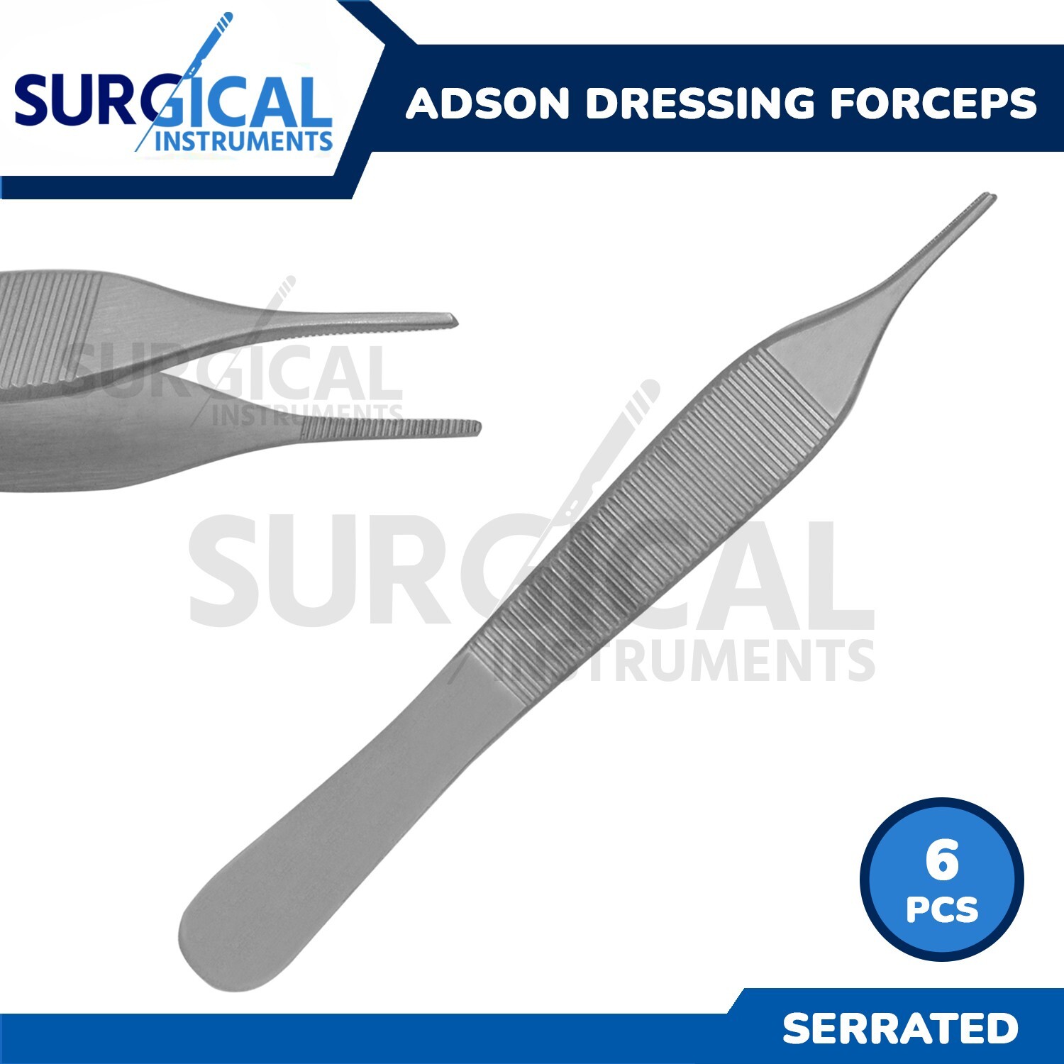 6 Pcs Adson Dressing Forceps Surgical Plastic Surgery Stainless German Grade