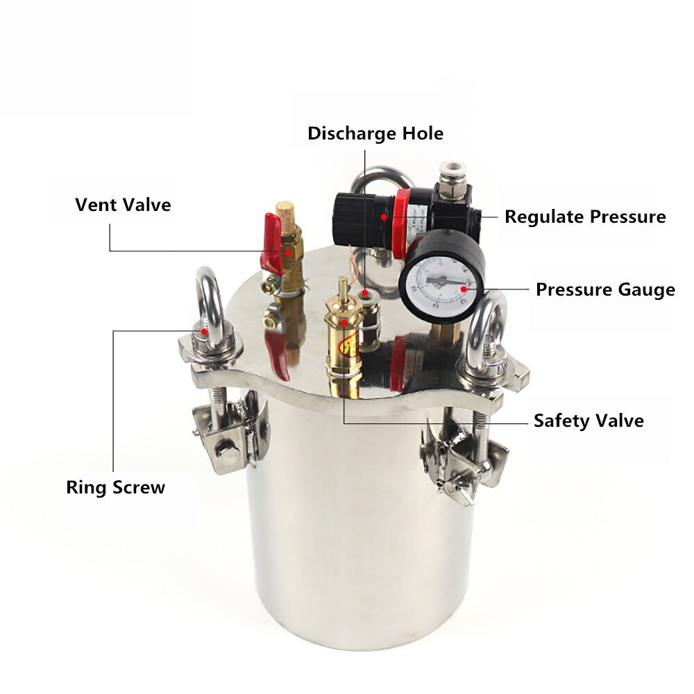 304 Stainless Steel Dispenser Pressure Tank Pressure Barrel Dispensing Valve 2L
