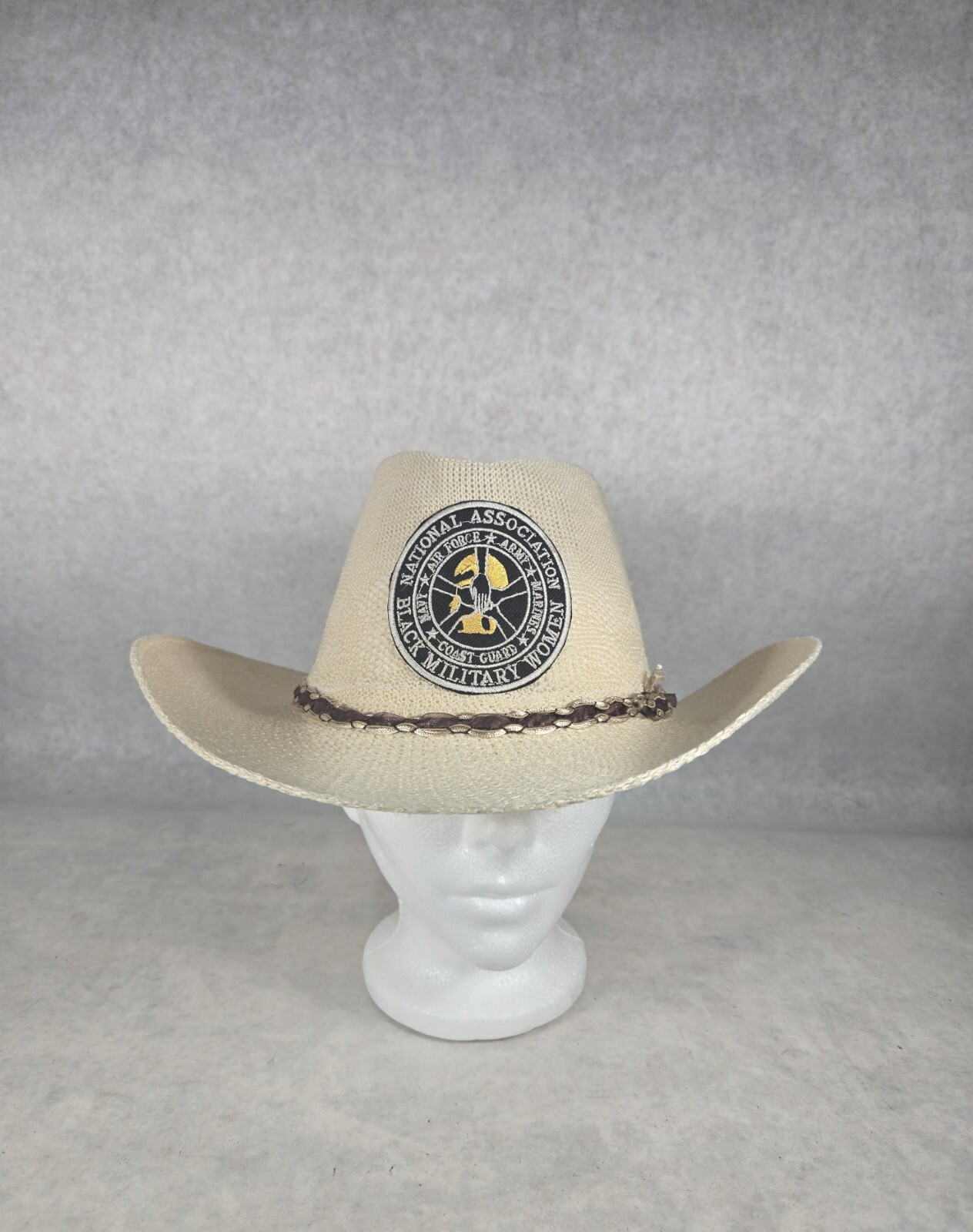 National Association Black Military Women Hat Straw Cowboy Estate See Photos