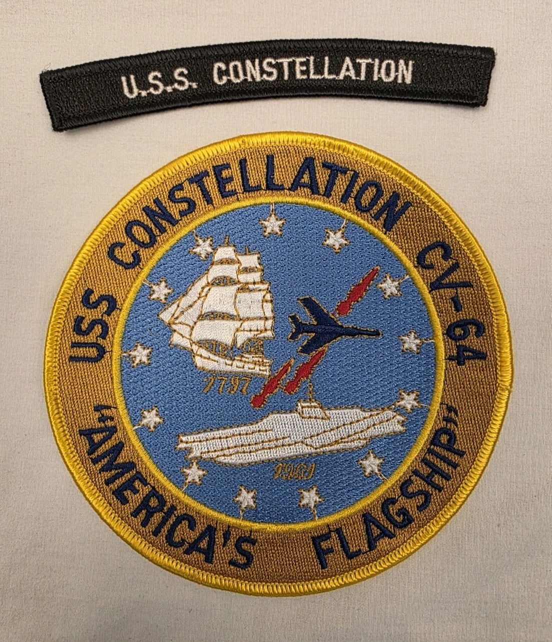 USS Constellation CV-64 Patch Set US Navy Americas Flagship Embroidered